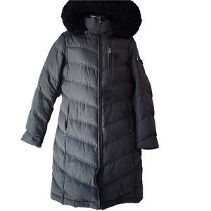 CALVIN KLEIN long chevron grey puffer coat size M
